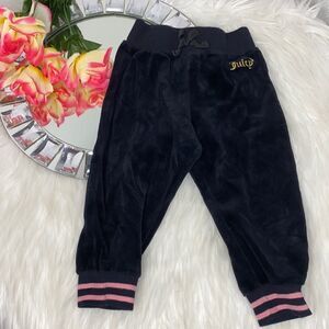 Juicy Couture Black Velour Joggers With Pink & Black Cuffs 18M